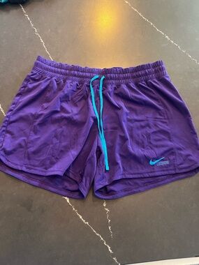 Nike Purple Athletic Shorts with Teal Drawstring